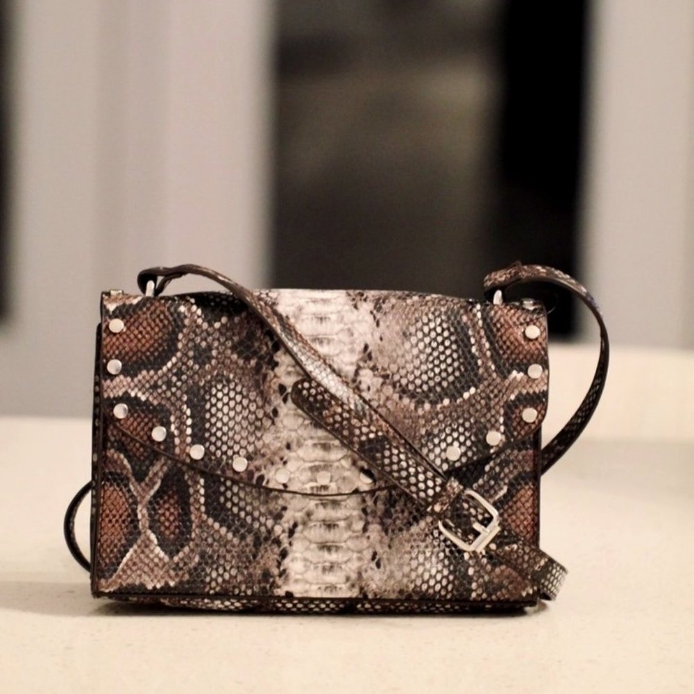 NWOT Snakeskin Studded Shoulder Bag